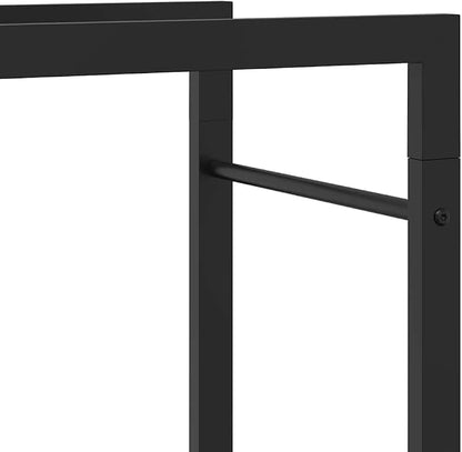vidaXL Firewood Rack, Fire Log Stand Stacker Holder for Fireplace, Outdoor Indoor Metal Wood Pile Storage Organizer, Matt Black Steel