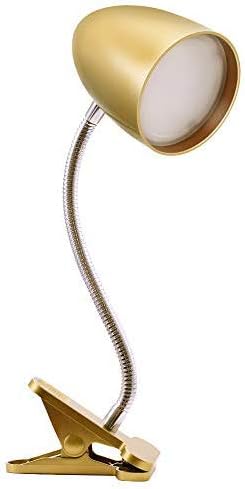 Energetic Clip on Lamp for Bed, Non-Dimmable Reading Light for Bed and Desk, 4000K Cool White, 3.5W 240 LM Flexible Gooseneck lamp, Eye Protection, ETL Listed, Gold