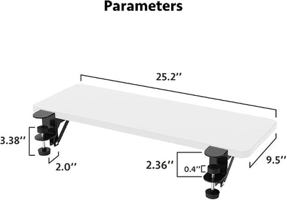 Ergonomics Desk Extender Tray, Suitable for Office. Foldable, Punch-Free Clamp on.Computer Keyborad Tray, Desk Extension Board (25.2"*9.45"(64cm*24cm), White Carbon Fiber)…