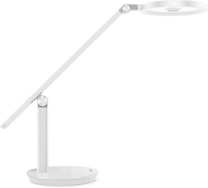 LED Desk Lamp for Home Office - Natural Eye-Caring Table Light, Adjustable Metal Swing Arm with 18W Dimmable Bright Reading Task Lampara Memory Function White
