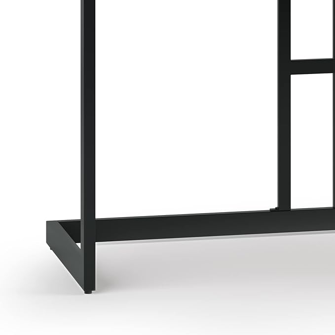 SIMPLIHOME Erina SOLID ACACIA WOOD Modern Industrial 48 Inch Wide Small Desk in Distressed Charcoal Brown, For the Office Desk, Writing Table, Workstation and Study Table