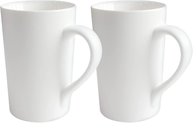 2 Pack 12 OZ Ceramic Coffee Cup Simple Pure White Ceramic Cup Plain Large Tall White Milk Tea Coffee Mug with Handle