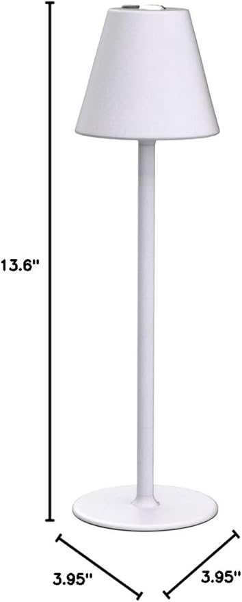 Modern LED Cordless Table Lamp, 4000mAh Rechargeable Battery, 3 Level Brightness Night Light, Metal Shell, Minimalist Design, for Couples Dinner/Coffee Table/Restaurant/Bedroom, White