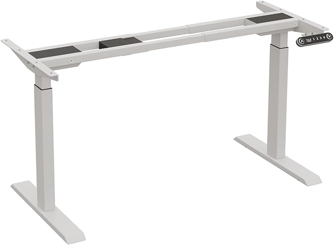 Dual Motor Standing Desk Frame, Electric Adjustable Stand Up Desk Base Workstation for Home and Office, Adjustable Desk Legs for 48'' to 70'' Desk Tops (White Frame only)