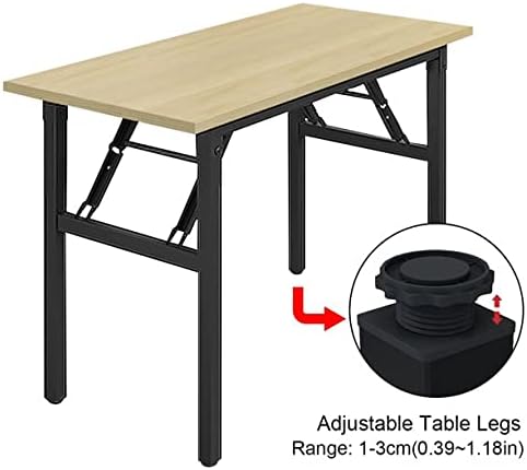 SogesGame Computer Desk, 47 Inch Modern Simple Style Folding Tables, Home Office Writing Desk, Folding Table, No Install Needed, Teak Black