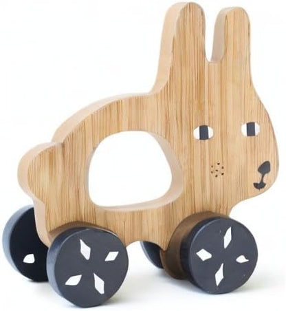 Wee Gallery Bunny Push Toy, Rolling Toy, Classic Motion Toys for Child Motor Skills, Balance, Roll Along Play, and Animal Nursery Decor (Baby, Toddler, Kids)