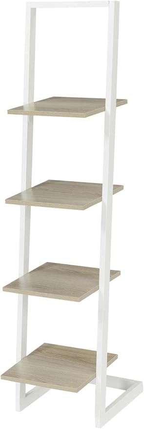 Convenience Concepts Designs2Go 4 Tier Ladder Bookshelf, Ice White / White