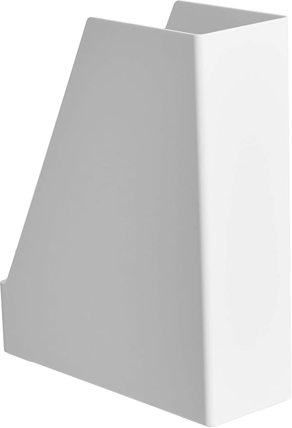 Amazon Basics Rectangular Plastic Desk Organizer, Magazine Rack, White, 2-Pack