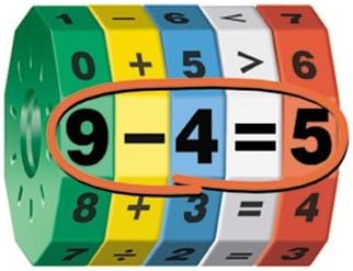 Geospace Original Math Spin Educational Travel Edition for Kids with Numbers & Arithmetic Operations- Handheld Magnetic Learning Game with 8 Magnetic Spin Wheels & Handmade Storage Pouch