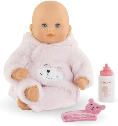 Corolle My First Baby Doll Cuddly Teddy Bear - 12" Soft Boy Baby Doll with Vanilla Scent, Pink Bear Outfit & Sleeping Eyes for Girls, Cute Reborn Realistic Baby Dolls for 2 Year Old Girls