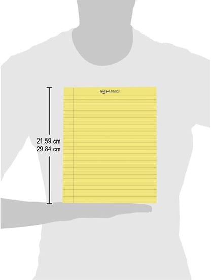 Amazon Basics Legal/Wide Ruled 8.5 x 11.75 inch Legal Pad, Canary, 72 Count (Pack of 12), 50 sheets per pad, 6 packs per carton