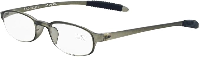 Lightweight Reading Glasses Grey Frame,Flexible(Memory Plastic) Readers, Men and Women