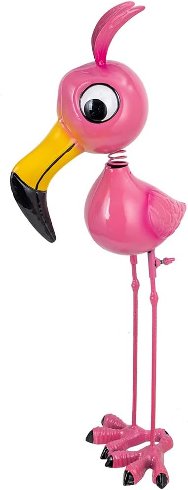 20'' Tall Flamingo Garden Statue, Whimsical Flamingo Metal Garden Decor, Pink Flamingos Bird Yard Art for Yard Porch Patio Decor