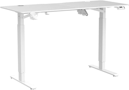 Electric Standing Desk Height Adjustable, Large 55 inch Sit Stand up Desk Home Office Computer Ergonomic Desk Memory Preset with Pencil Tray, White&Wood