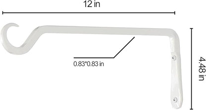 12" Plant Hangers 2-Pack - Heavy Duty Rust-Resistant Steel Hooks for Bird Feeders, Indoor/Outdoor Plants & Wall Decor, White