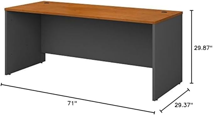 Bush Business Furniture Series C 72W Office Desk in Natural Cherry, Large Computer Table for Home and Professional Workplace