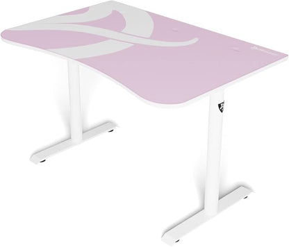 Arozzi Arena Fratello Curved Gaming and Office Desk with Full Surface Water Resistant Desk Mat Custom Monitor Mount Cable Management Cut Outs Under The Desk Cable Management Netting - Pink