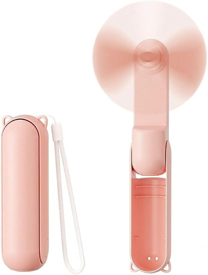 Morelax Portable Fan, Mini Handheld Fan with Power Bank, Cute USB Rechargeable Pocket Fan, Foldable Small Cooling Fan with LED Light, Personal Travel Fan,Summer,Beach Essentials,Summer Gift for Women