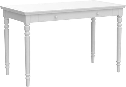 Leick Home Cottage White Turned leg Laptop Desk with Center Drawer, White