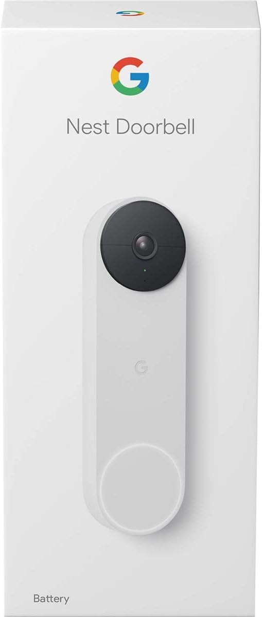 Google Nest Doorbell (Battery) - Snow | 6x digital zoom video doorbell, HD, 24/7 live view, Night vision, HDR, works with Google Home & Gemini