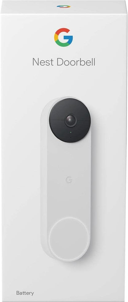 Google Nest Doorbell (Battery) - Snow | 6x digital zoom video doorbell, HD, 24/7 live view, Night vision, HDR, works with Google Home & Gemini
