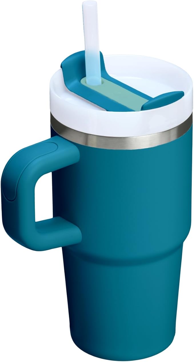 STANLEY Quencher H2.0 Flow State Tumbler, 20 oz, Coastal Teal | Handle and Straw | 3-Position Lid | Cup Holder Compatible for Travel | Insulated Stainless Steel Cup | BPA-Free