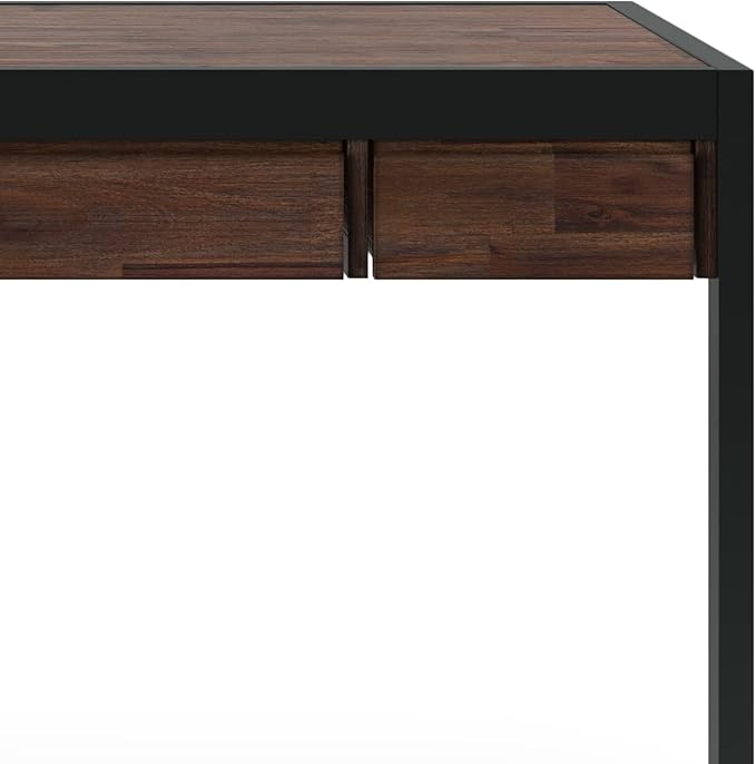 SIMPLIHOME Erina SOLID ACACIA WOOD Modern Industrial 48 Inch Wide Small Desk in Distressed Charcoal Brown, For the Office Desk, Writing Table, Workstation and Study Table