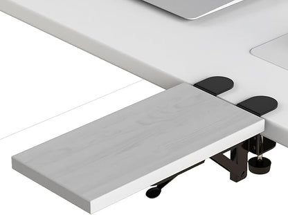 Ergonomics Desk Extender Tray, 11.8"x5.9" Punch-Free Clamp on, Foldable Keyboard Drawer Tray, Table Mount Arm Wrist Rest Shelf, Computer Elbow Arm Support
