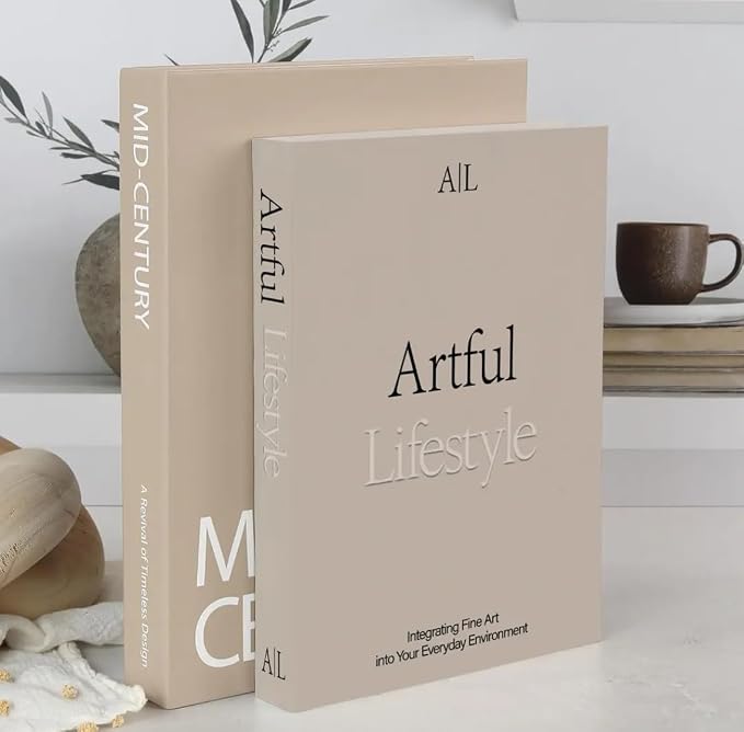 Decorative Books for Home Decor,2 Pcs Modern Minimalist Faux Book for Home Decoration,Coffee Table Decor,Living Room Aesthetic Accent (E4)