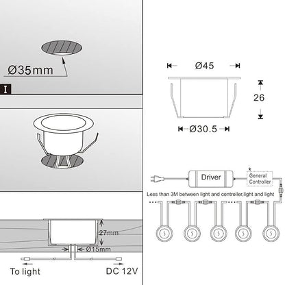 Sumaote Recessed Smart Deck Lights Kit, 10 Pack Ø 1.77" RGBW+IC Multicolor Dynamic Low Voltage Landscape Lights IP67 Waterproof Outdoor for Garden Yard Path Ground Stairs