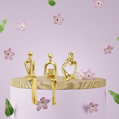 Prettidecor Gold Home Decor Thinker Statue Accents, Set of 3 Thinker Sculptures Office Decor Modern Abstract Resin Decoration on Shelf Table Desk for Living Room Office Bedroom (Small Gold) | Home Decor Accents, Office Decor, Abstract Resin, For Living...