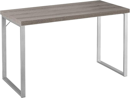 Monarch Specialties 7155 Computer Desk, Home Office, Laptop, 48" L, Work, Metal, Laminate, Brown, Grey, Contemporary, Modern Desk-48 L Dark Taupe Silver, 47.25" L x 23.75" W x 30" H