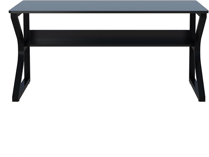 OSCHF 47.3-Inch Writing Desk with Storage Shelf, Black | Space-saving, Single-Person Workstation, Modern Study Gaming Computer Desk, Suitable for Home Office, Bedroom and Dorms