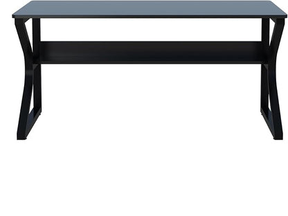 OSCHF 47.3-Inch Writing Desk with Storage Shelf, Black | Space-saving, Single-Person Workstation, Modern Study Gaming Computer Desk, Suitable for Home Office, Bedroom and Dorms