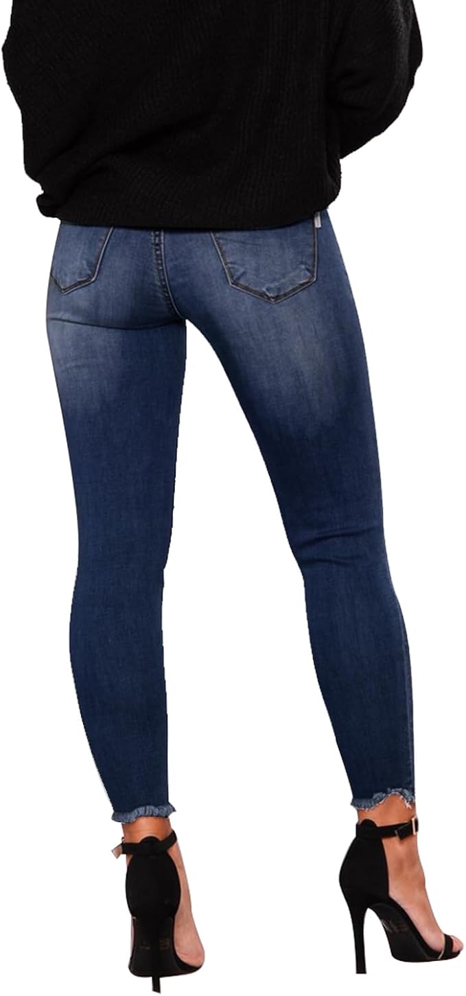 KUNMI Women's Skinny Ripped Trendy Jeans Distressed Stretchy Denim Pants