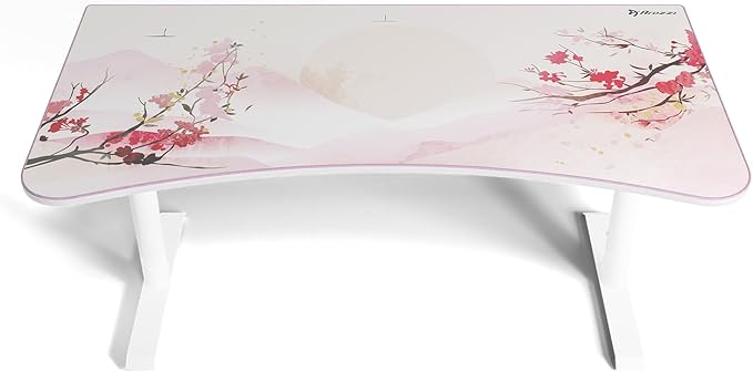 Arozzi Arena Special Edition Ultrawide Curved Gaming and Office Desk with Full Surface Water Resistant Desk Mat Custom Monitor Mount Cable Management Cut Outs - Sakura
