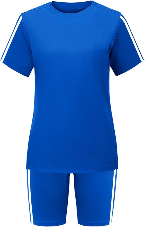 STOLKISS Women 2 piece Short Sets Classic Striped Outfits Summer Casual Short Sleeve T-Shirt and Short Jogger Tracksuits Sets