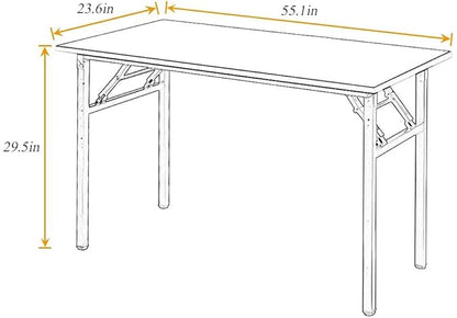 SogesGame Computer Desk, 55 Inch Modern Simple Style Folding Tables, Home Office Writing Desk, Space Saving Foldable Table, No Install Needed, Black