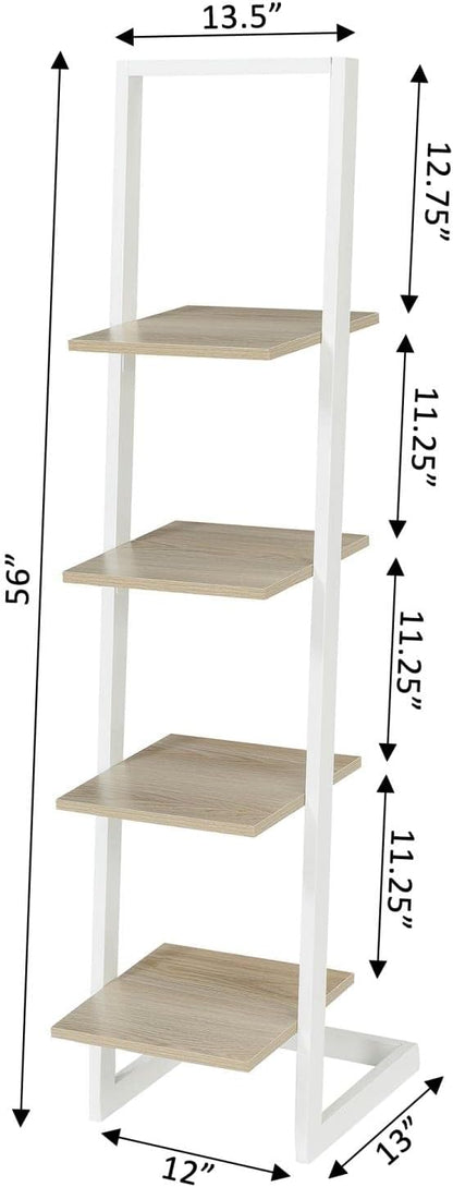 Convenience Concepts Designs2Go 4 Tier Ladder Bookshelf, Ice White / White