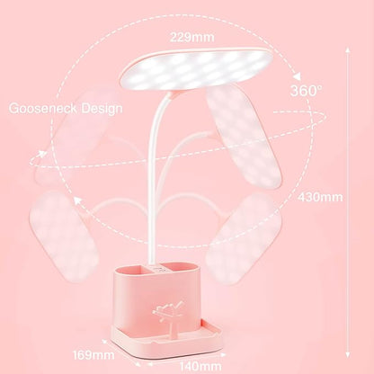 Mubarek Cute Desk Lamp Pink Lamp Cute Desk Accessories, 3 Modes 8W Dimmable Pink Desk Lamp+Organizers, Pink Desk Accessories Kawaii Desk Accessories, Cute Lamp Cute Desk Decor Cute Office Supplies