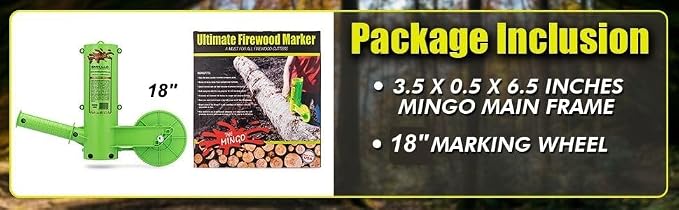 THE MINGO Ultimate Firewood Measuring Tool - Chainsaw Firewood Marker- Log Paint Marker -Loggin Marking Tool, Firewood Measuring Accessory- Logging Tools (Mingo Marker With 18" Wheel)