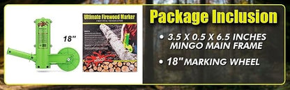 THE MINGO Ultimate Firewood Measuring Tool - Chainsaw Firewood Marker- Log Paint Marker -Loggin Marking Tool, Firewood Measuring Accessory- Logging Tools (Mingo Marker With 18" Wheel)