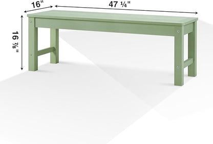 Psilvam 2-Person Outdoor Poly Lumber Patio Backless Bench, Fade-Resistant & Odor-Free Poly Lumber Patio Furniture, Weatherproof, Suitable for Garden, Porch and Park, 700 Lbs Support (2pcs, Green)