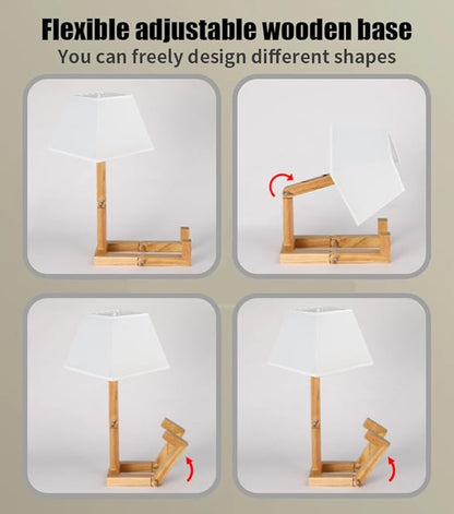 ELINKUME Cute Robot Desk Lamp,Dimmable Bedside Table Lamps,Square Lampshade Night Light with Foldable Solid Wood Body,Fun Kids Lamp, Nightstand lamp for Bedroom,Study,Office,Living room(Gift)