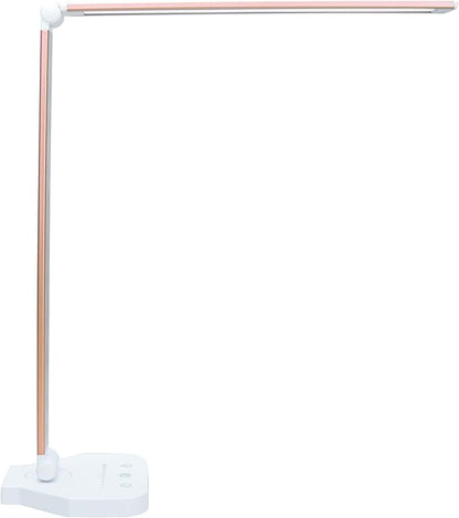 LED Desk Lamp Dimmable Table Lamp Reading Lamp with USB Charging Port, 5 Lighting Modes, Sensitive Control, 30/60 Minutes Auto-Off Timer, Eye-Caring Office Lamp (Pink)
