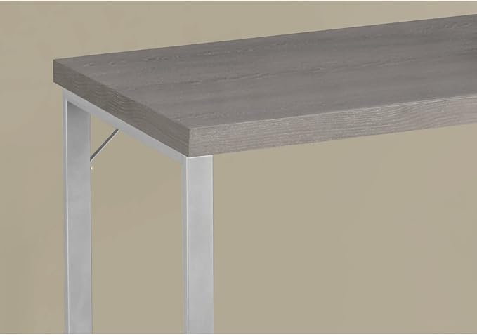 Monarch Specialties 7155 Computer Desk, Home Office, Laptop, 48" L, Work, Metal, Laminate, Brown, Grey, Contemporary, Modern Desk-48 L Dark Taupe Silver, 47.25" L x 23.75" W x 30" H