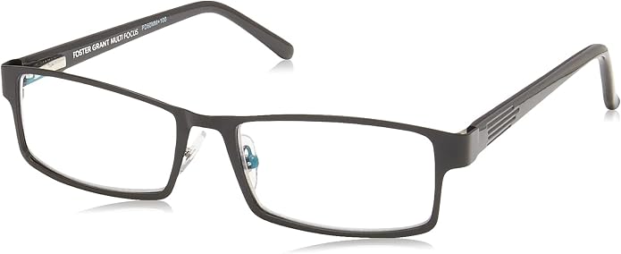 Foster Grant Men's Sawyer Multifocus Rectangular Reading Glasses, Black/Transparent, 54 mm + 3
