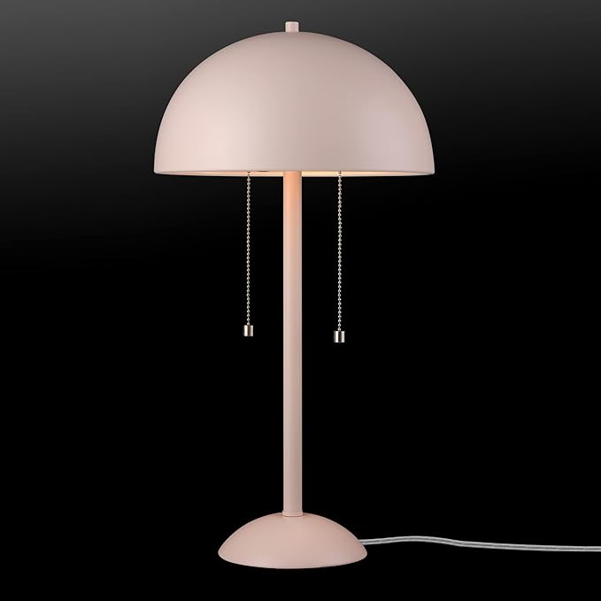 Globe Electric 65531 Luna 21" 2-Light Table Lamp, Matte Blush Pink, Double Plated Nickel On/Off Pull Chains