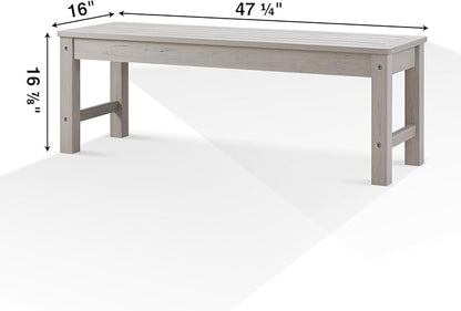 Psilvam Outdoor Bench, Two Person Poly Lumber Porch Bench, Weatherproof Garden Bench That Never Rot and Fade, All-Weather Patio Bench Suit for Garden, Porch, and Park (Grey)