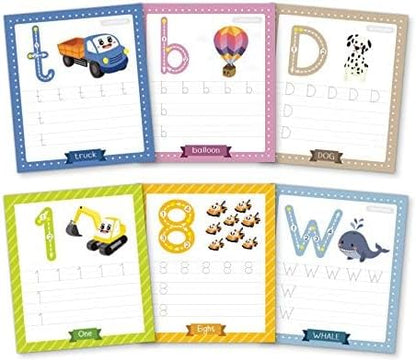 Alphabet & Number Tracing Cards, Reusable, Dry Erase, Upper & Lower Case, 31 Large Reusable, Repetitive Tracing Cards, Improve Writing Skills, Flash Cards